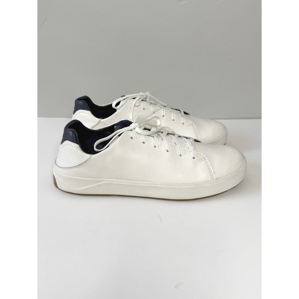 OluKai Lae'Ahi Li 'Ili Men 10 White Casual Leather Lace Up Sneakers Preppy